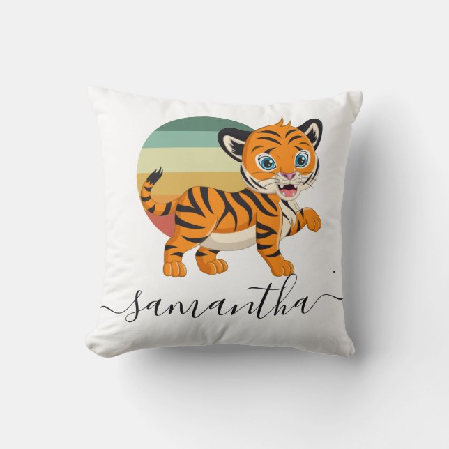Wild Jungle Safari Animals baby Throw Pillow (Front)