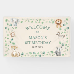 Wild Jungle Safari Animals Birthday Banner