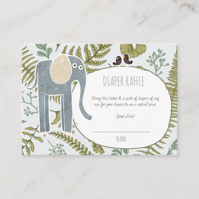 Wild Jungle Safari Animals Botanical Baby Shower Enclosure Card (Front)