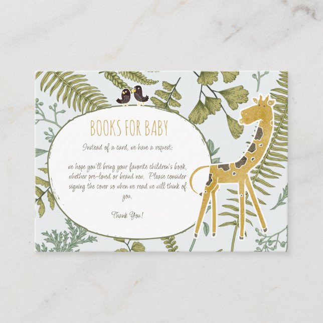 Wild Jungle Safari Animals Botanical Baby Shower Enclosure Card (Front)