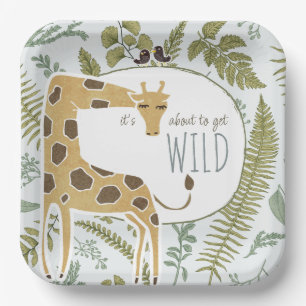 Wild Jungle Safari Animals Botanical Baby Shower Paper Plate