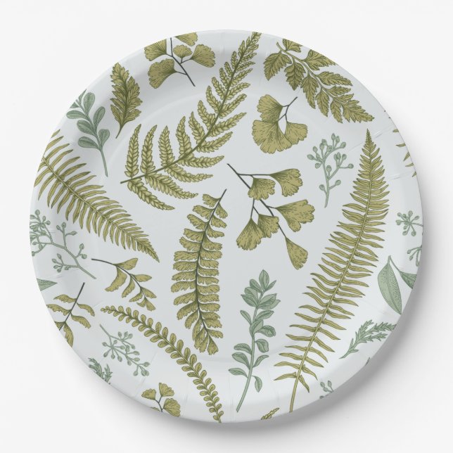 Wild Jungle Safari Animals Botanical Baby Shower Paper Plate (Front)