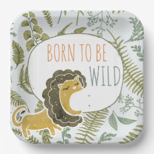 Wild Jungle Safari Animals Botanical Baby Shower Paper Plate