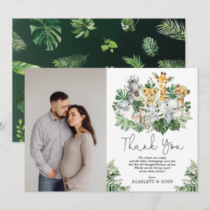 Wild Jungle Safari Animals Tropical Baby Shower Thank You Card