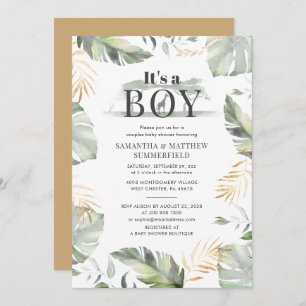 Wild Jungle Safari Giraffe Couples Baby Shower Invitation