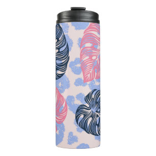 Wild jungle seamless pattern,background with hand  thermal tumbler