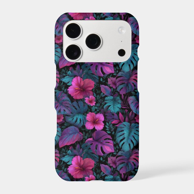 "Wild Jungle" Seamless Pattern with Neon Hibiscus (Back)