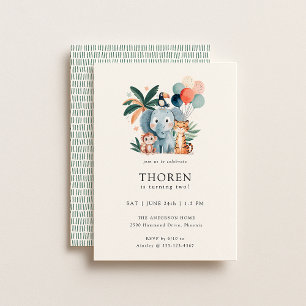 Wild Jungle Theme Birthday Party Invitation