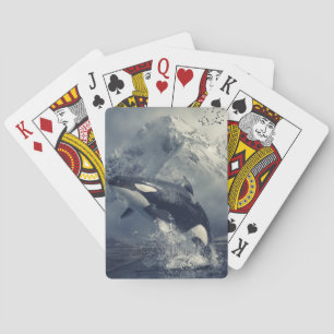 Wild Killer Whale Jumping Playing Cards