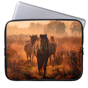 wild konik horses wich came running straight towar laptop sleeve