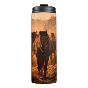 wild konik horses wich came running straight towar thermal tumbler
