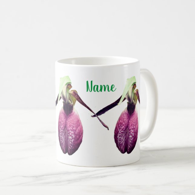 Wild Lady Slipper Flower Personalised Coffee Mug (Front Right)