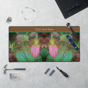 Wild Lady Slipper Orchid Evergreens Personalised Desk Mat