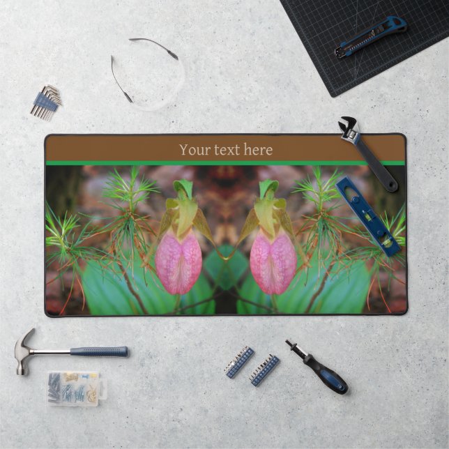 Wild Lady Slipper Orchid Evergreens Personalised Desk Mat (Workstation)