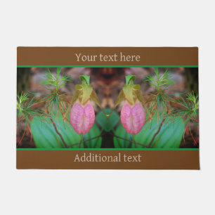 Wild Lady Slipper Orchid Evergreens Personalized Doormat