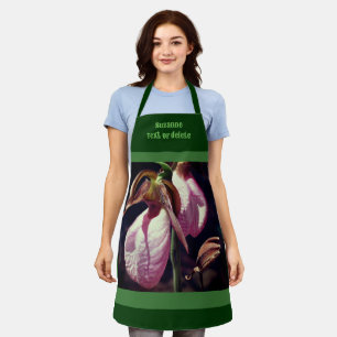 Wild Lady Slipper Orchid Flowers Personalised Apron