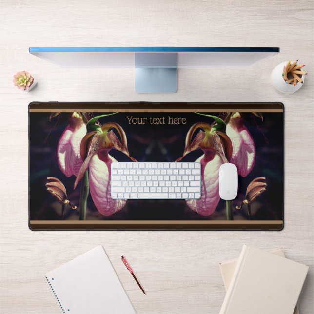 Wild Lady Slipper Orchids Close Up Personalised Desk Mat (Office 1)