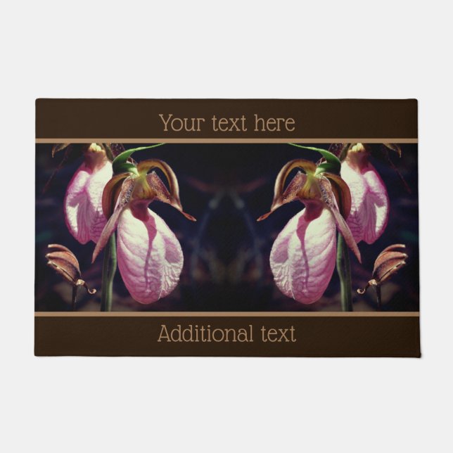 Wild Lady Slipper Orchids Close Up Personalised Doormat (Front)