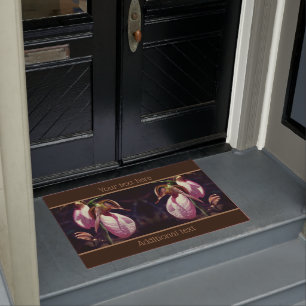 Wild Lady Slipper Orchids Close Up Personalized Doormat