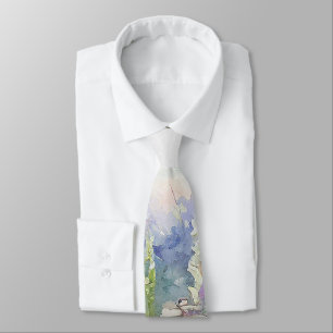 Wild Lavender flowers in watercolour Tie