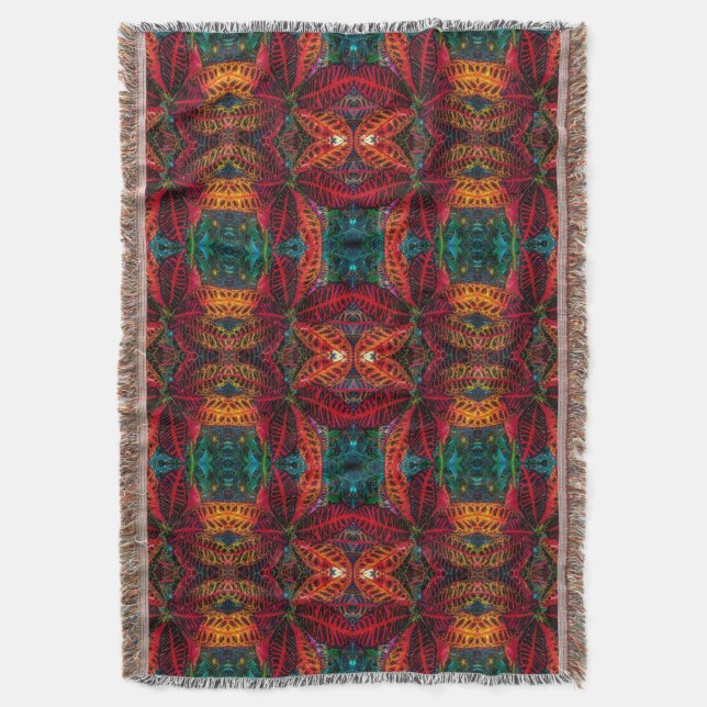 Wild Leaf Pattern Throw Blanket (Front Vertical)