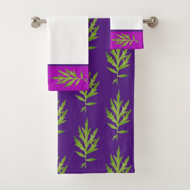 Wild Leaves on a Bathroom Towel Set (Insitu)