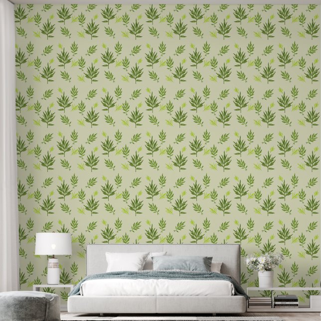 Wild Leaves on a Wallpaper (Bedroom)