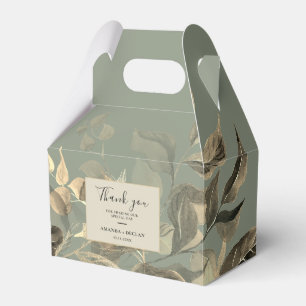 Wild Leaves Sage Green Floral Wedding  Favour Box