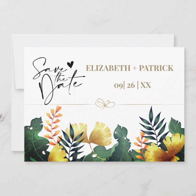 Wild leaves, save the date invitation (Front)