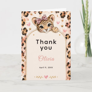 Wild Leopard 12th Birthday Party Thank You Card