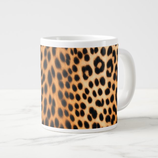 Wild Leopard Energy – Bold Animal Print Fashion Large Coffee Mug (Front Right)