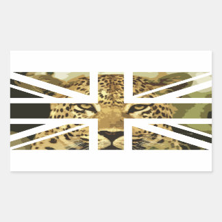 Wild Leopard Face Jack British(UK) Flag Rectangular Sticker