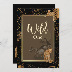Wild leopard gold shower black invitatios  invitat invitation