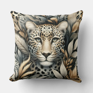 Wild Leopard In Brown  Cushion