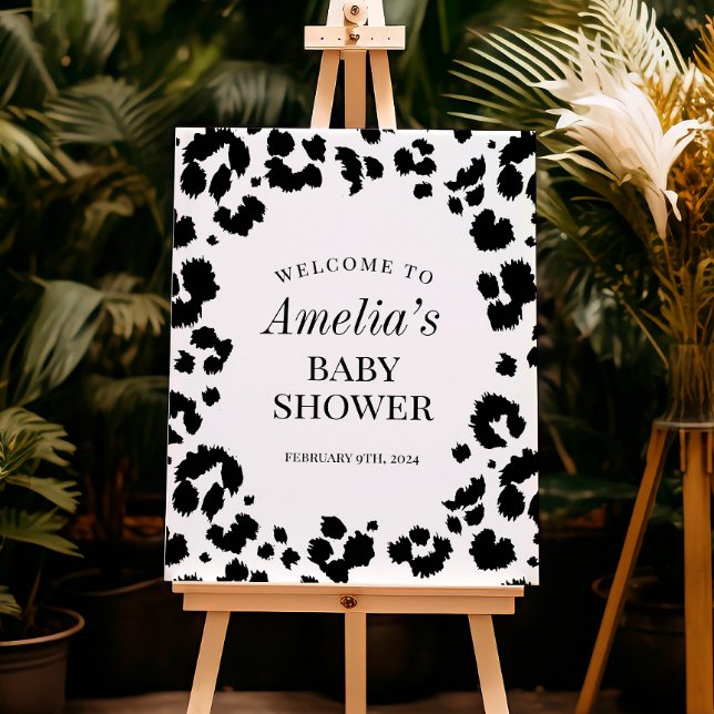 Wild Leopard Print Baby Shower Welcome Sign (Creator Uploaded)
