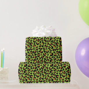 Wild Leopard Print Birthday Gifts Green Seamless Wrapping Paper