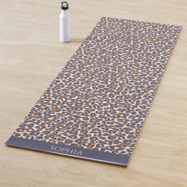 Wild Leopard Print-Blue and Brown- Yoga Mat (In Situ)