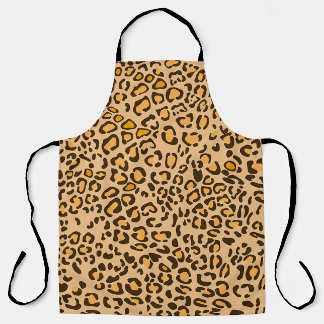 Wild Leopard Print Kitchen Cooking Apron (Front)