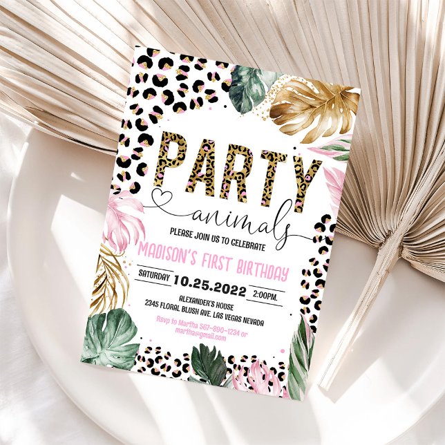 Wild Leopard Print Party Animals Birthday Invite (Creator Uploaded)