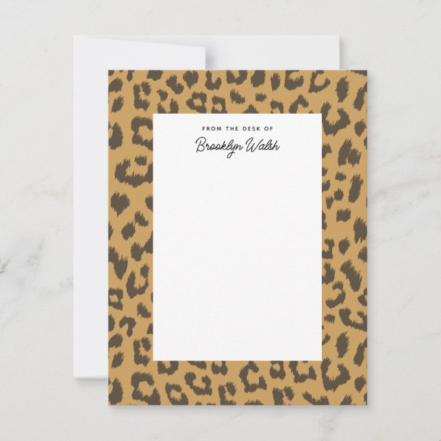 Wild Leopard Print Personal Flat Stationery Card (Front)