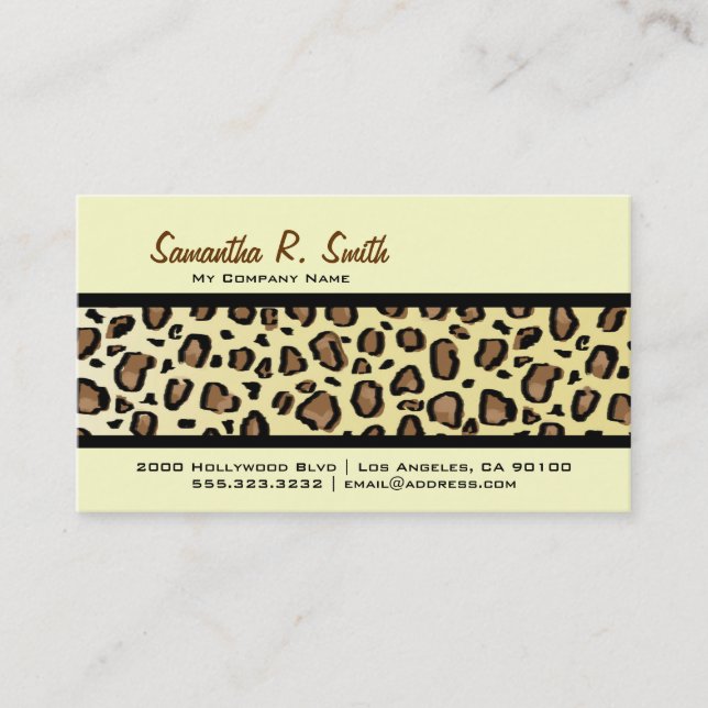 Wild Leopard Print Stripe Business Card (Front)