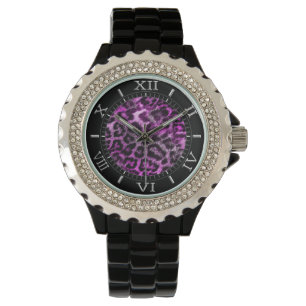 Wild Leopard Purple Fuchsia Dial Decor Watch