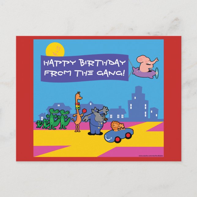 Wild Life Birthay Party Postcard (Front)
