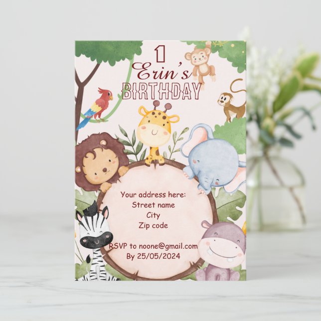 Wild life cute invitations (Standing Front)