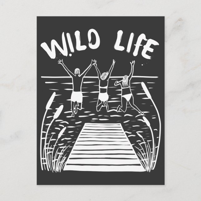 Wild life funny wild swimming with friends in lake postcard (Front)