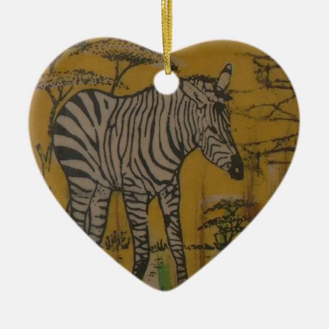 Wild Life Kenya African Safari Zebra.png Ceramic Tree Decoration (Front)