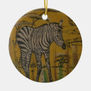 Wild Life Kenya African Safari Zebra.png Ceramic Tree Decoration