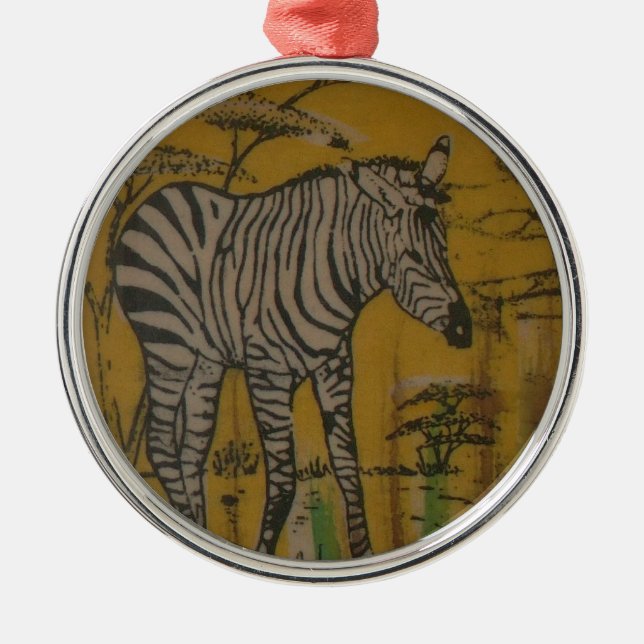 Wild Life Kenya African Safari Zebra.png Metal Tree Decoration (Front)