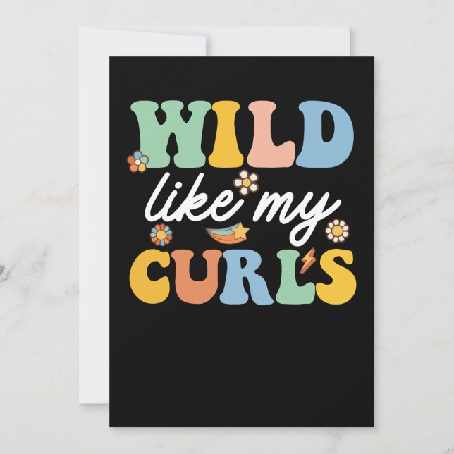 Wild Like My Curls Curly Haired Groovy Invitation (Front)