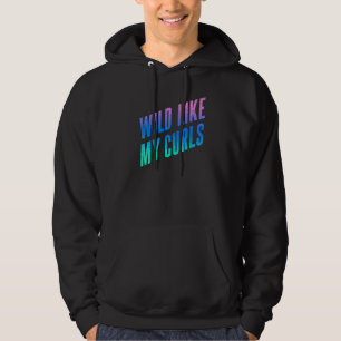 Wild Like My Curls Cute Curly Hair Quote Blue & Pu Hoodie